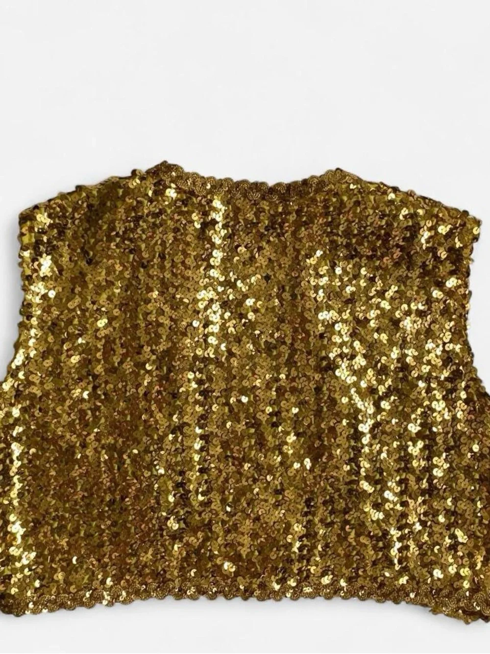 Vintage Cropped Gold Sequin Vest
